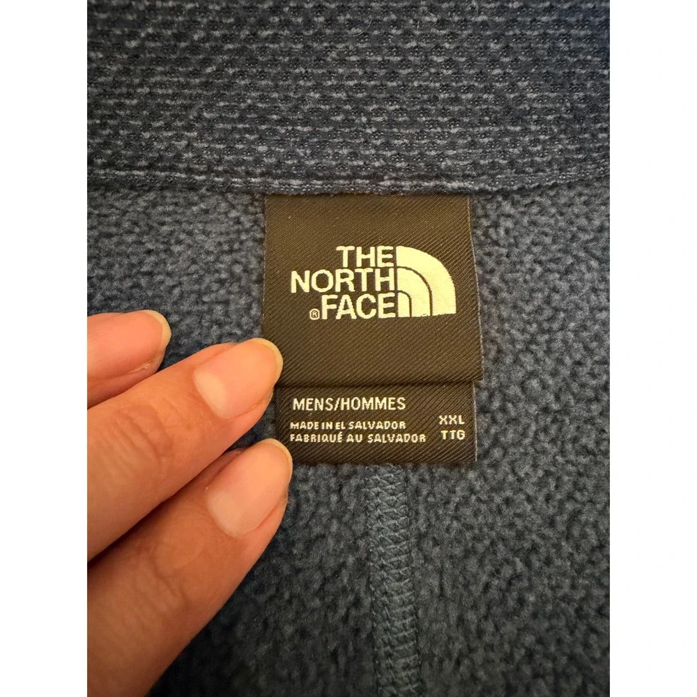The North Face Mens XXL Blue Textured Fleece Quarter Zip Pullover‎ Sweater